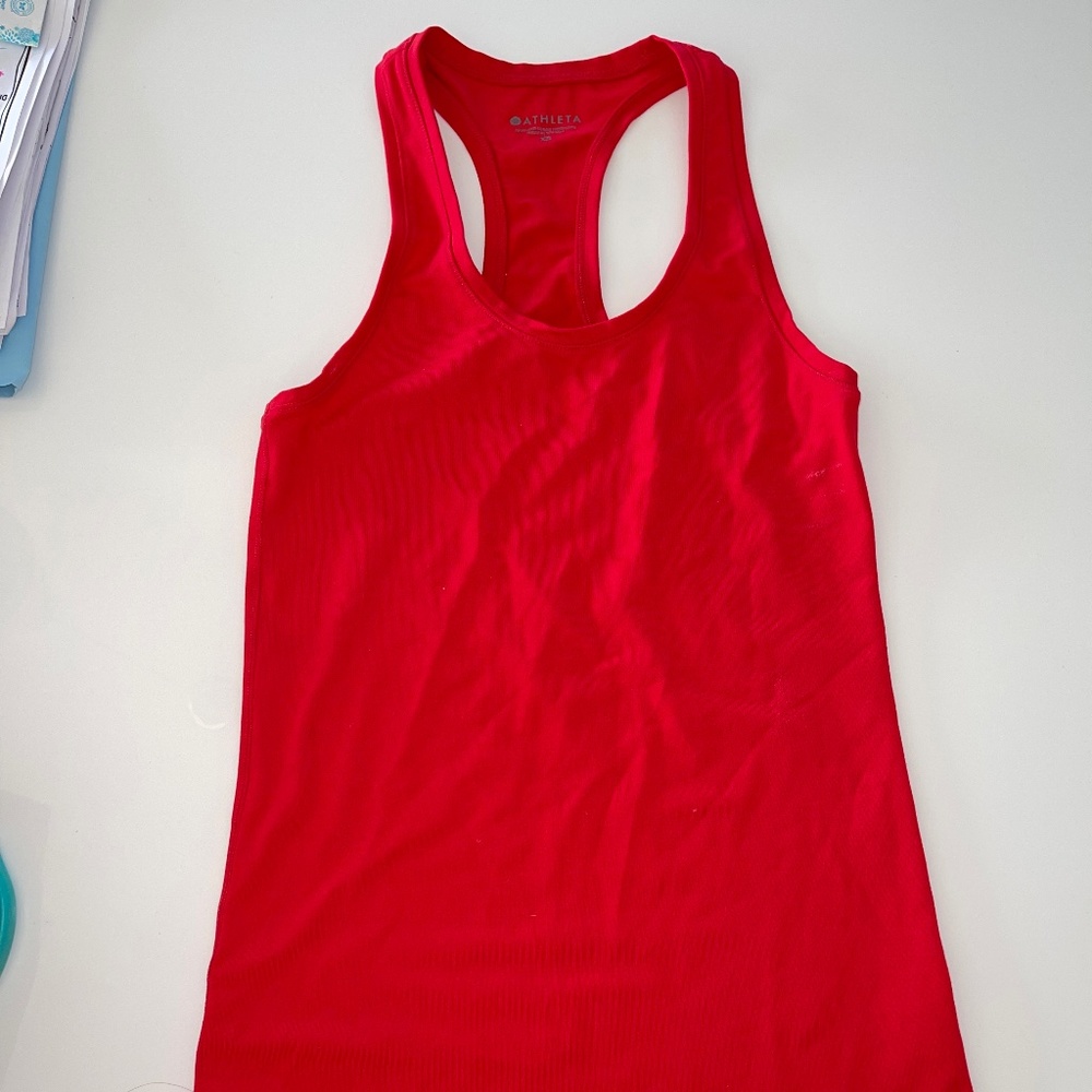 Athleta Red Long Racer-back Tank Top